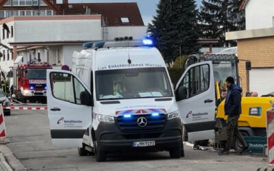 beschädigte Gasleitung durch Bauarbeiten